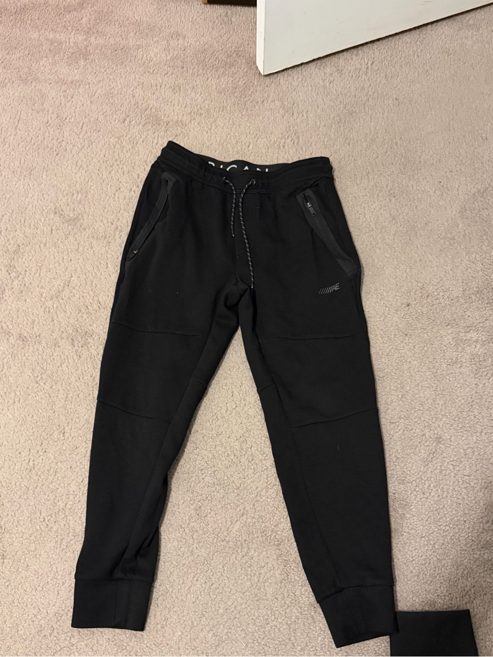 American Eagle Outfitters Black Men's Zip-Pocket Jogger Sweatpants